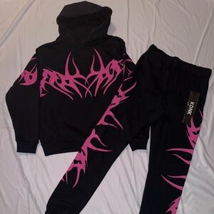 KDNK Sweatsuit Symm Style Black/Pink Men’s Size Medium